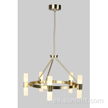 Lámpara de lámpara de vidrio de acero de oro de 10 LED Alturas